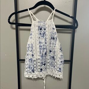 Francesca's Collections White and Blue Lace Camisole